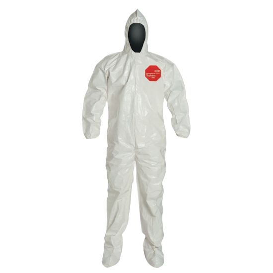 Picture of DuPont Tychem SL Coveralls With Hood And Socks, 3XL, White, Pack Of 6