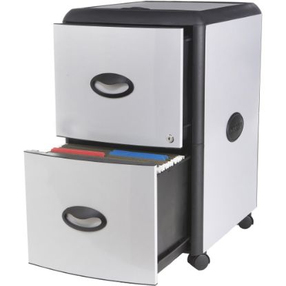 Picture of Storex 15inD Vertical File Cabinet With Casters, 100% Recycled, Gray/Black