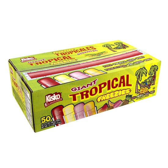 Picture of Kisko Freezies Freeze Pops, Giant Tropical, 5.5 Oz, Box Of 50, Assorted