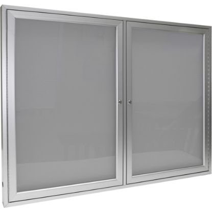 Picture of Ghent 2 Door Enclosed Vinyl Bulletin Board, Satin Aluminum Frame, 36inH x 60inW, Silver