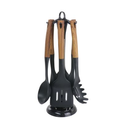 Picture of MegaChef Nylon Cooking Utensils, Black, Set Of 7 Utensils