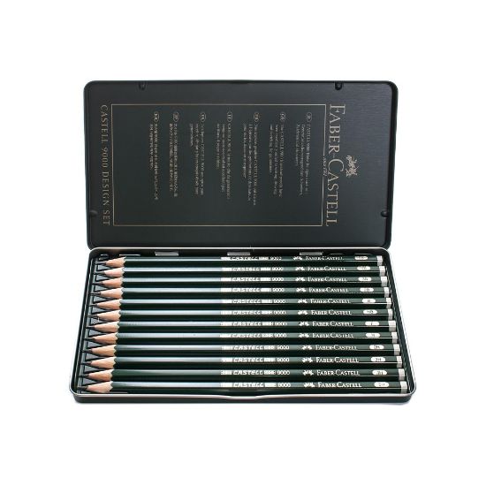 Picture of Faber-Castell 9000 Graphite Sketch Pencils, 5B - 5H, Design, Set Of 12