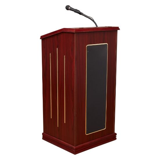 Picture of Oklahoma Sound Prestige Sound Lectern With Wireless Tie Clip/Lavalier Microphone, Mahogany