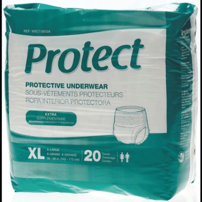 Picture of Protect Extra Protection Protective Underwear, X-Large, 56 - 68in, White, Bag Of 20