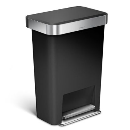 Picture of simplehuman Rectangular Step Can With Liner Pocket, 12 Gallons, Black