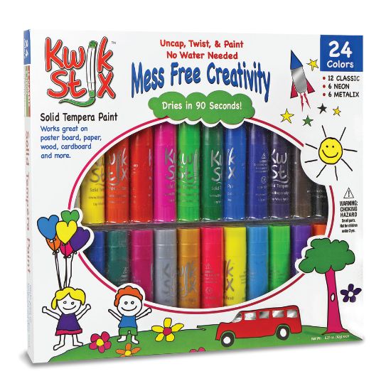 Picture of The Pencil Grip Kwik Stix Solid Tempera Paint Sticks, 10.35 mL, Assorted Colors, Set Of 24 Sticks