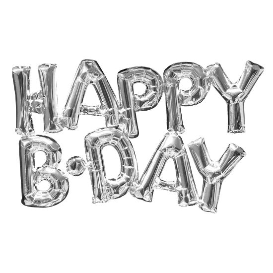 Picture of Amscan "Happy B-Day" Balloon Banner, Silver