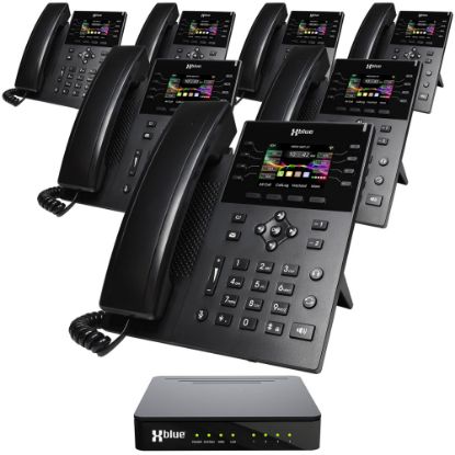 Picture of XBLUE QB1 Advanced Business Communications System Bundle With (7) IP8g Telephones, Black