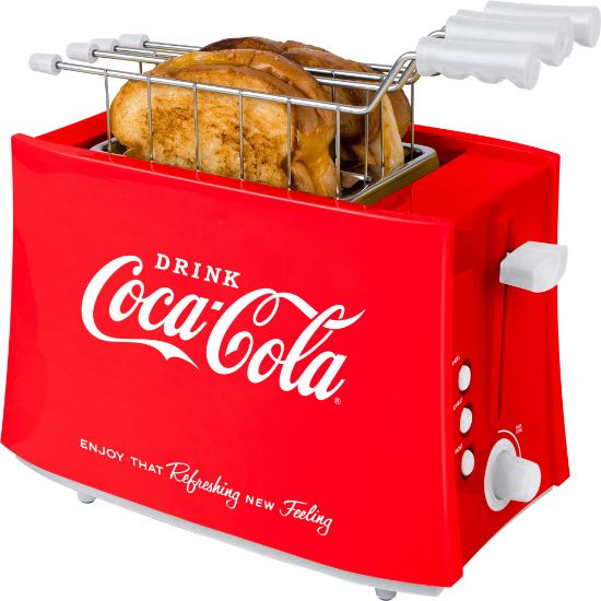 Picture of Nostalgia Electrics Coca-Cola Grilled Cheese Toaster With Easy-Clean Toaster Baskets, Red