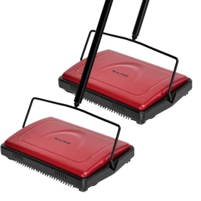 Picture of Alpine Manual Triple Brush Floor And Carpet Sweepers, Red, Pack Of 2 Sweepers