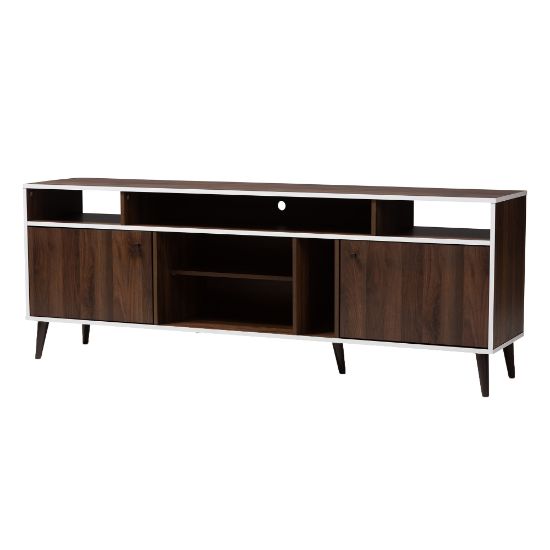 Picture of Baxton Studio 10-Shelf Entertainment Center, Walnut Brown/White