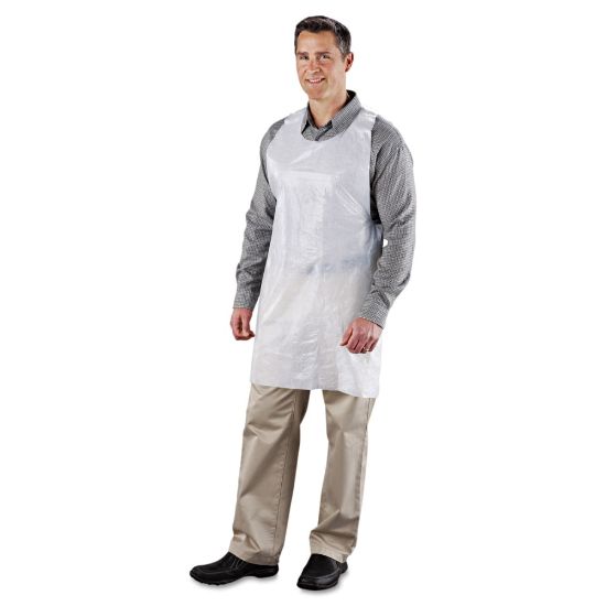 Picture of Royal Polyethylene Aprons, 24in x 42in, White, Carton Of 1,000 Aprons