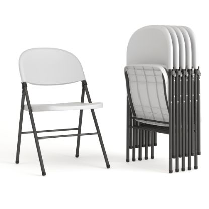 Picture of Flash Furniture Hercules Folding Chairs, Set Of 6 Folding Chairs, Granite White/Charcoal