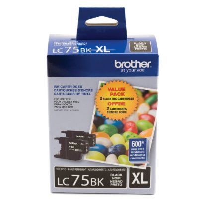 Picture of Brother LC75 Black High-Yield Ink Cartridges, Pack Of 2, LC75BK