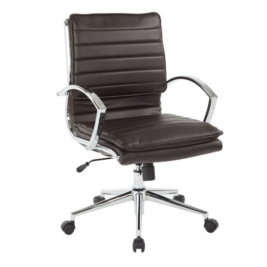 Picture of Office Star Pro-Line II SPX Bonded Leather Mid-Back Chair, Espresso/Chrome