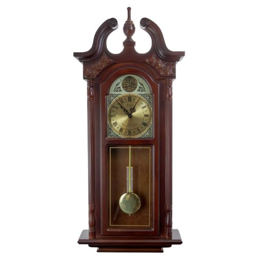 Picture of Bedford Clocks Wall Clock, 38inH x 16-3/4inW x 5inD, Cherry Oak