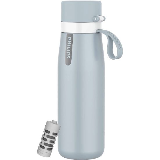 Picture of Philips GoZero Everyday Insulated Stainless-Steel Water Bottle With Filter, 18.6 Oz, Blue