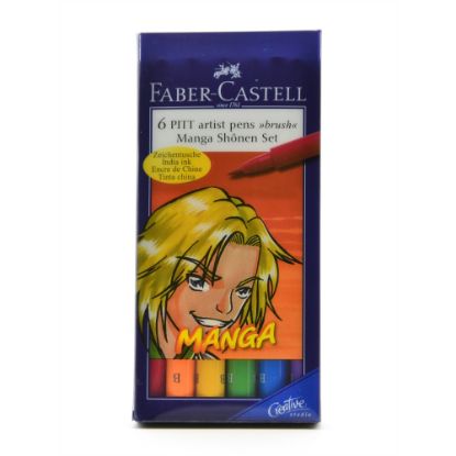 Picture of Faber-Castell Manga Pens, Shonen 6-Piece Set, Assorted Colors, Pack Of 2