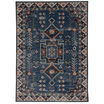 Picture of Linon Washable Area Rug, 5ft x 7ft, Lucien Navy/Ivory