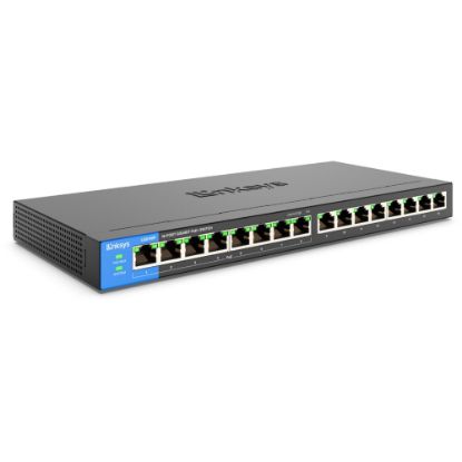 Picture of Linksys 16,Port Business Desktop Gigabit PoE+ Switch LGS116P, 16 Ports, Gigabit Ethernet, 10/100/1000Base,T-2 Layer Supported