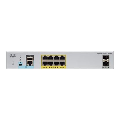 Picture of Cisco Catalyst 2960L-SM-8PS - Switch - L3 - smart - 8 x 10/100/1000 (PoE+) + 2 x Gigabit SFP (uplink) - desktop, rack-mountable - PoE+ (67 W)