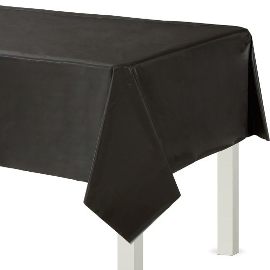 Picture of Amscan Flannel-Backed Vinyl Table Covers, 54in x 108in, Jet Black, Set Of 2 Covers