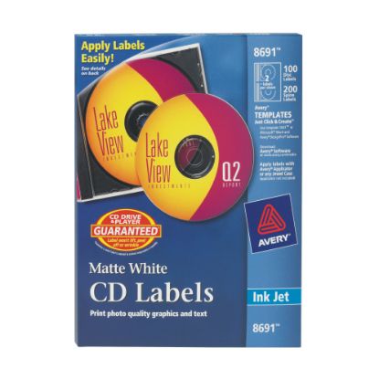 Picture of Avery Permanent CD Labels, 8691, White, Pack Of 100