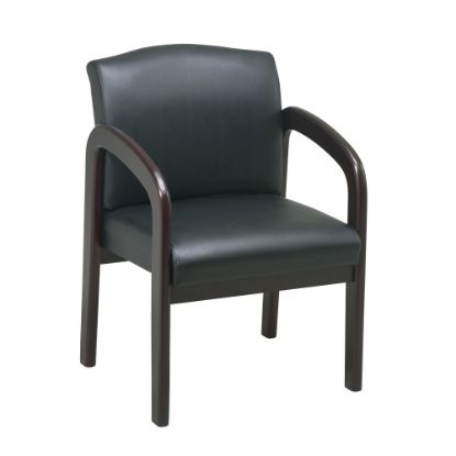 Picture of Office Star Work Smart Faux Leather Guest Chair, Black/Mahogany