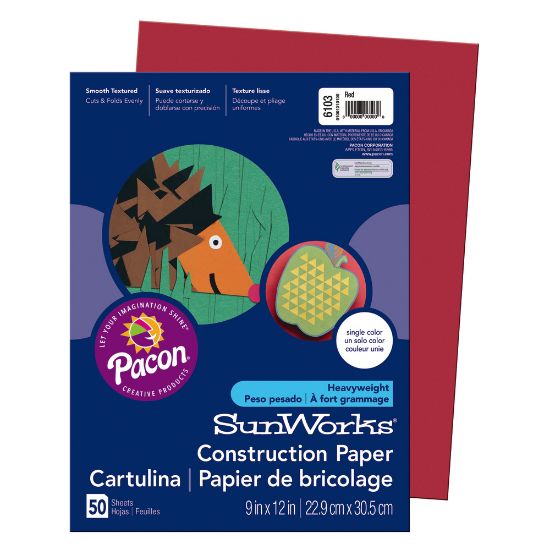 Picture of Prang Construction Paper, 9in x 12in, Red, Pack Of 50