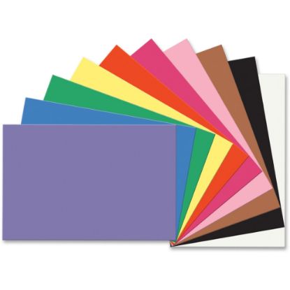 Picture of Prang Construction Paper - Multipurpose - 36in x 24in - 50 / Pack - Assorted, Blue, Brown, Holiday Green, Orange, Pink, Scarlet, Violet, White, Yellow