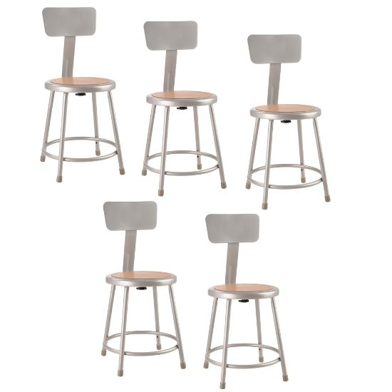 Picture of National Public Seating Hardboard Stools With Backs, 18inH, Gray, Set of 5