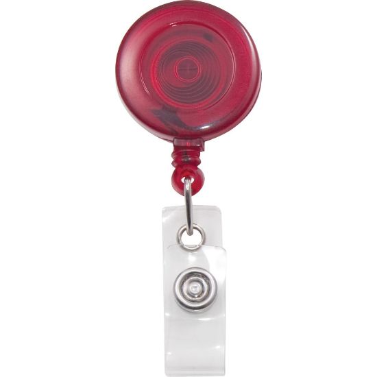 Picture of Advantus Translucent Retractable ID Card Reel with Snaps - Nylon, Metal - 12 / Pack - Translucent Red