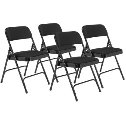 Picture of National Public Seating 2200 Series Fabric Upholstered Folding Chairs, Midnight Black, Set Of 4 Chairs