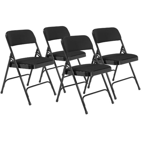 Picture of National Public Seating 2200 Series Fabric Upholstered Folding Chairs, Midnight Black, Set Of 4 Chairs