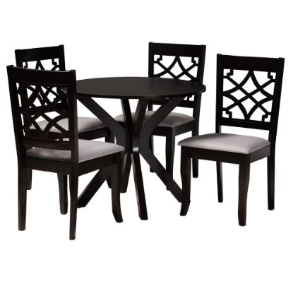 Picture of Baxton Studio Elena Dining Set, 29-15/16inH x 35-7/16inW x 35-7/16inD, Gray/Dark Brown