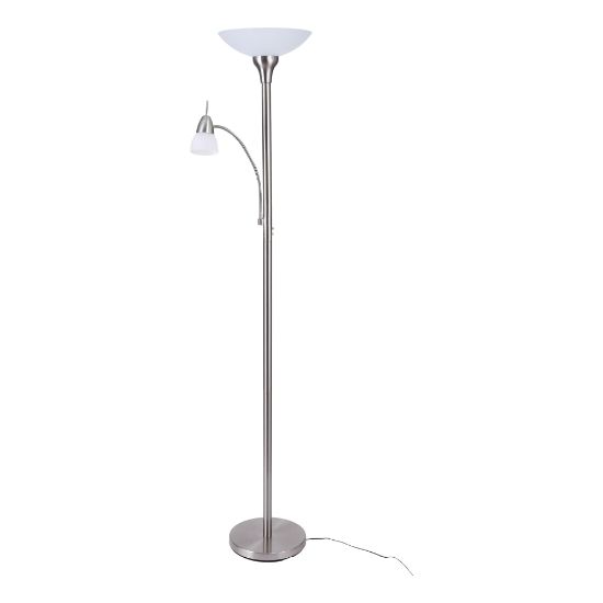 Picture of Black+Decker LED Floor Lamp, 72inH, Frosted Glass Shade/Satin Nickel Base