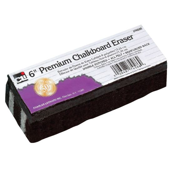 Picture of Charles Leonard Premium Chalkboard Eraser, 6in x 2in, Black, Pack Of 12