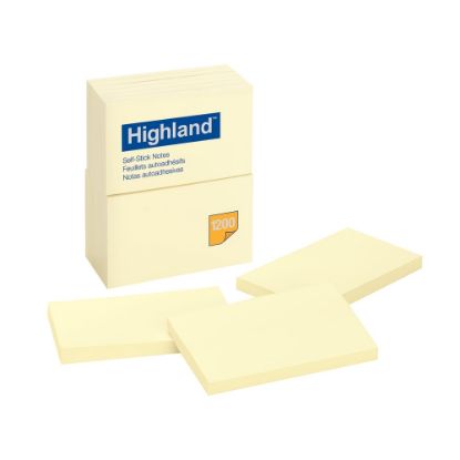 Picture of Highland Notes, 3 in x 5 in, 12 Pads, 100 Sheets/Pad, Yellow