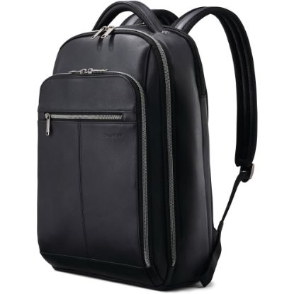 Picture of Samsonite Carrying Case (Backpack) for 15.6in Notebook - Black - Damage Resistant, Scuff Resistant, Scratch Resistant - Leather Body - Shoulder Strap - 18in Height x 5.5in Width - 1 Each