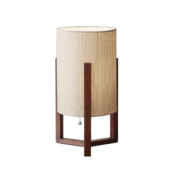 Picture of Adesso Quinn Table Lantern, 17inH, Natural Shade/Walnut Birch Base