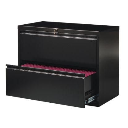 Picture of WorkPro 36inW x 18-5/8inD Lateral 2-Drawer File Cabinet, Black