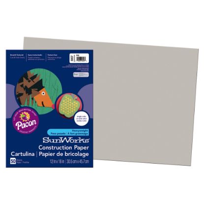 Picture of Prang Construction Paper, 12in x 18in, Gray, Pack Of 50