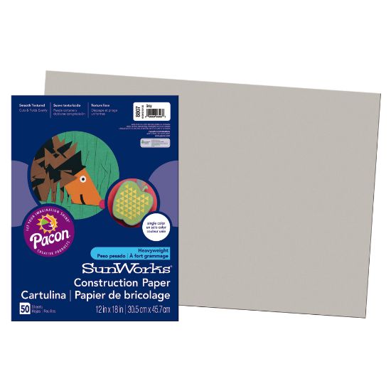 Picture of Prang Construction Paper, 12in x 18in, Gray, Pack Of 50