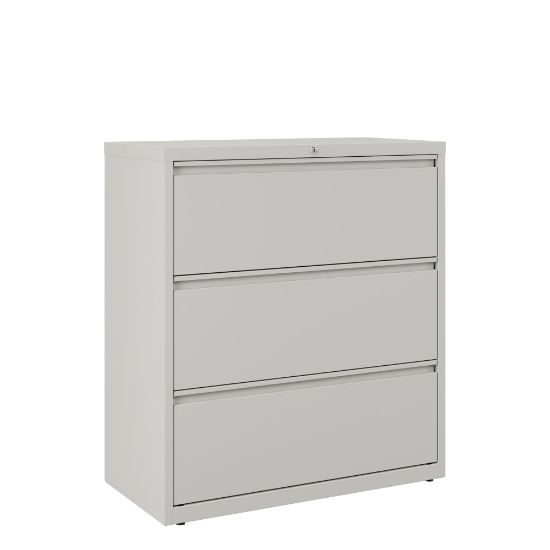 Picture of WorkPro 36inW x 18-5/8inD Lateral 3-Drawer File Cabinet, Light Gray