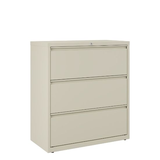 Picture of WorkPro 36inW x 18-5/8inD Lateral 3-Drawer File Cabinet, Putty