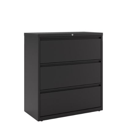 Picture of WorkPro 36inW x 18-5/8inD Lateral 3-Drawer File Cabinet, Black