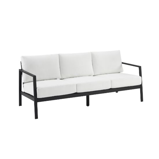 Picture of Linon Abilene Aluminum Outdoor Sofa, 31-1/4inH x 75-1/4inW x 30inD, White/Black