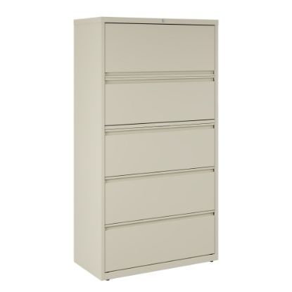 Picture of WorkPro 36inW x 18-5/8inD Lateral 5-Drawer File Cabinet, Putty