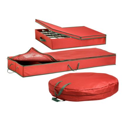 Picture of Honey-Can-Do 3-Piece Holiday Storage Set, Red