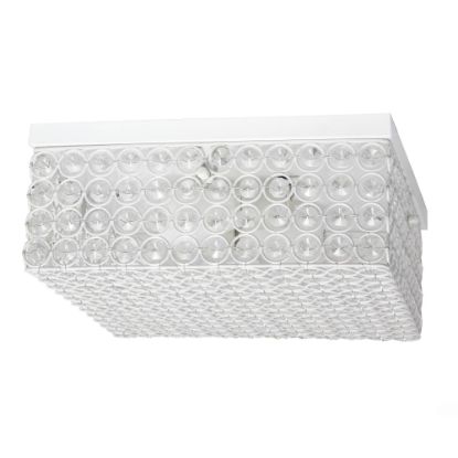 Picture of Elegant Designs Elipse Crystal 2-Light Square Flush Mount Ceiling Fixture, 12inW, White